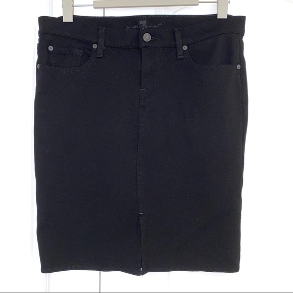 7 For All Mankind black ponte knit straight skirt POCKETS knee length size 31 12 - Picture 1 of 7